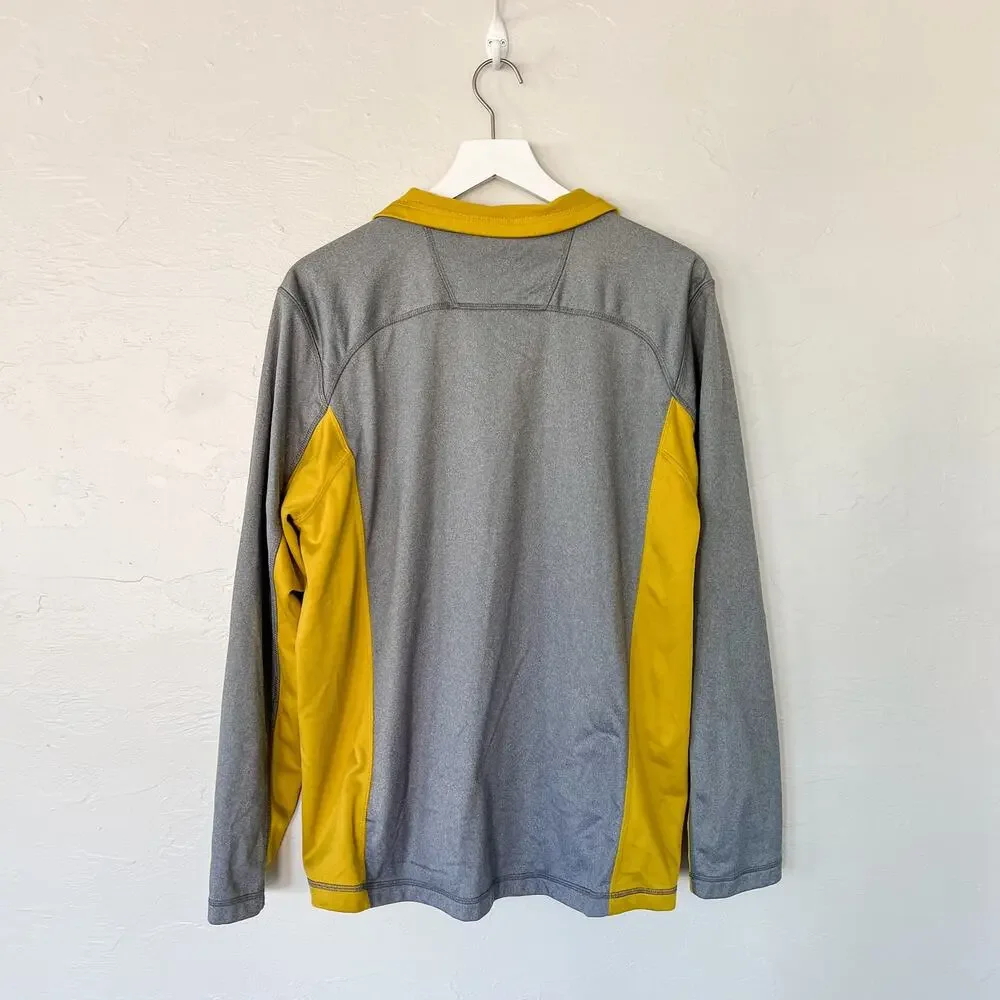 The North Face Gray Mustard Yellow Colorblock 1/4 Zip Pullover Men's Large